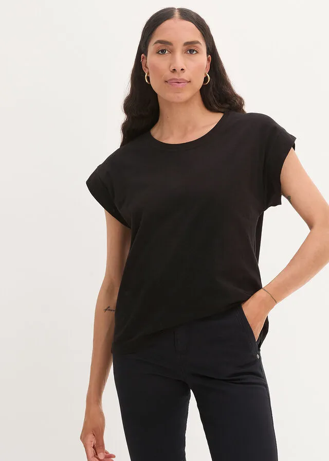 CAMISETA DE ALGODóN CON HOMBROS CAíDOS (2 UNIDADES) NEGRONEGRO